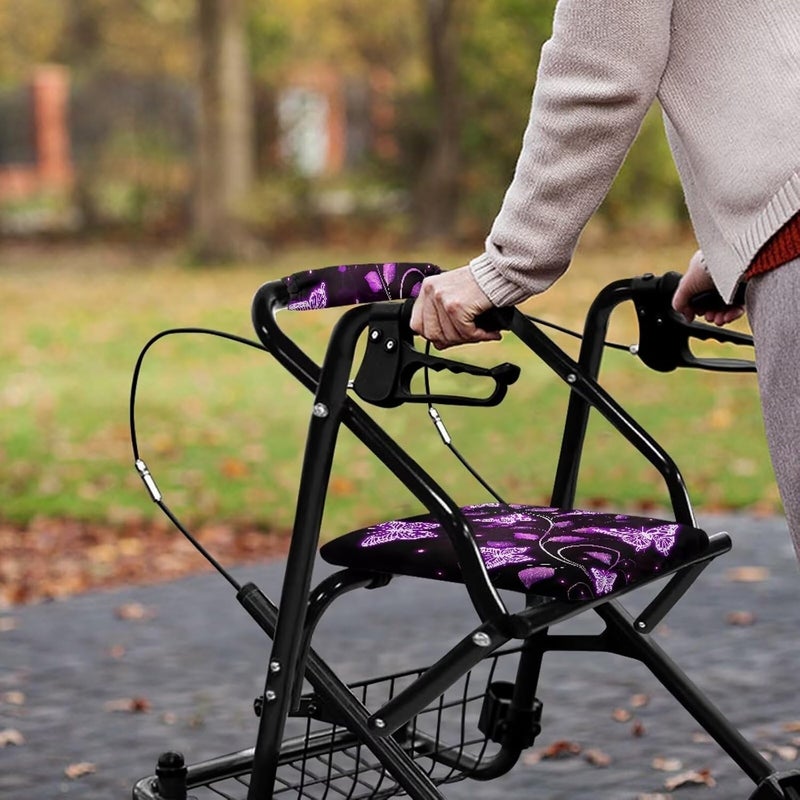 LedBack Purple Butterfly Rollator Walker Seat Cover Walker Accessories Walkers for Seniors Accessories Protective Cover, Easy to Install - Image 5